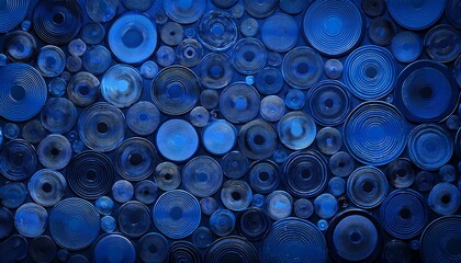 Abstract blue concentric circles pattern background.