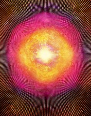 Vibrant radial energy burst.  Warm hues dominate.