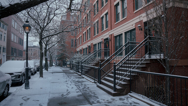 Upper East side Manhattan view with snow
