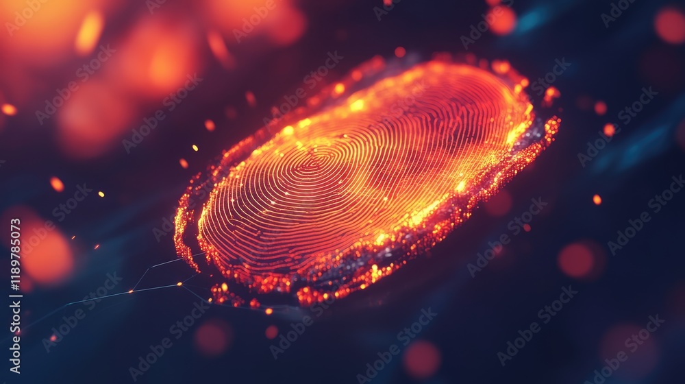 Poster a glowing digital fingerprint representing secure business authentication.