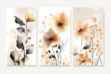 set of handpainted floral posters with artistic touches