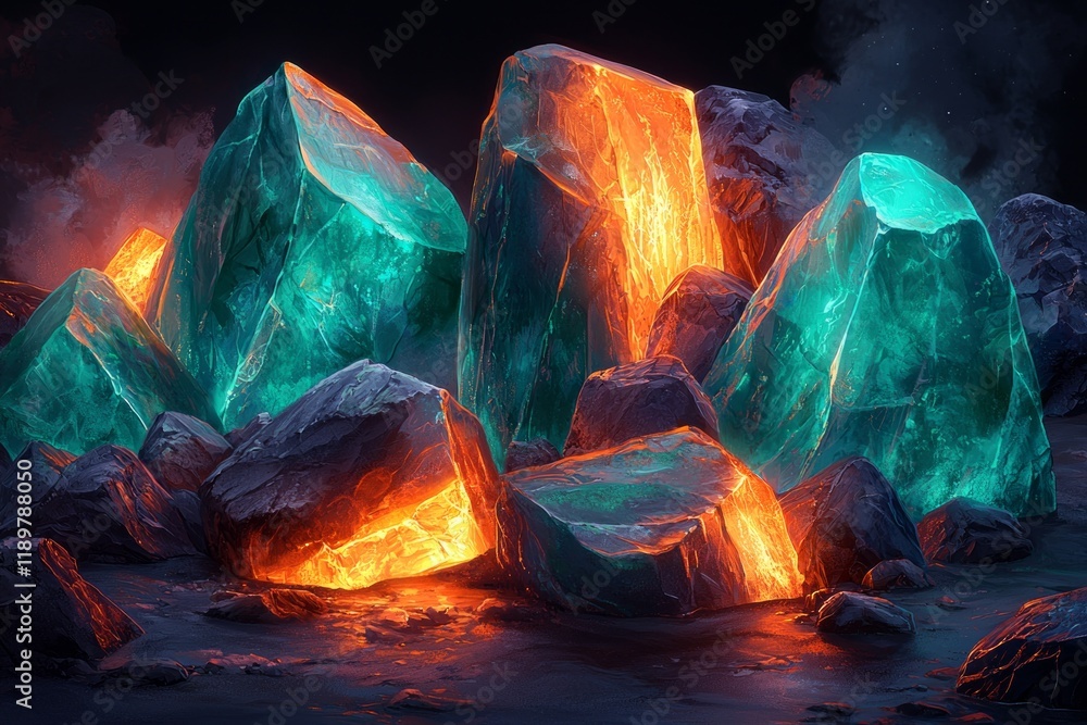 Poster bright green stones are artfully arranged on dark backdrop showcasing their smooth surfaces and ethe