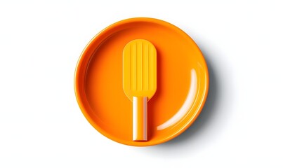 Orange plate with small orange spatula.