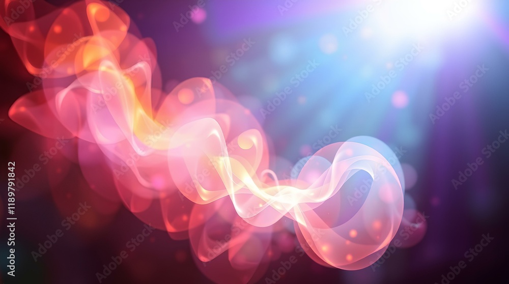 Aufkleber ai image depicts a vibrant abstract swirling wave of glowing translucent forms with light effects.