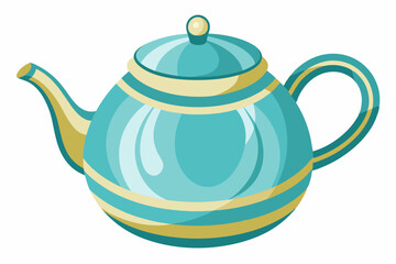 Ceramic teapot on white background vector art illustration
