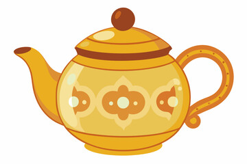 Ceramic teapot on white background vector art illustration