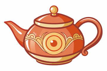 Ceramic teapot on white background vector art illustration