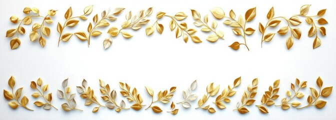 Obraz premium Elegant Golden Laurel Wreaths on White Background for Recognition and Celebration