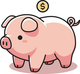 Cute little pig drawing illustration design art