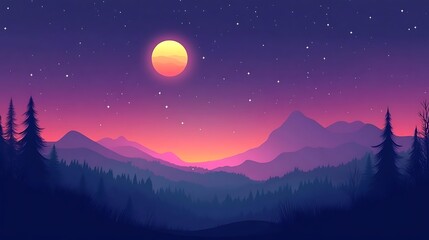 Vector illustration 2d flat design nature landscape