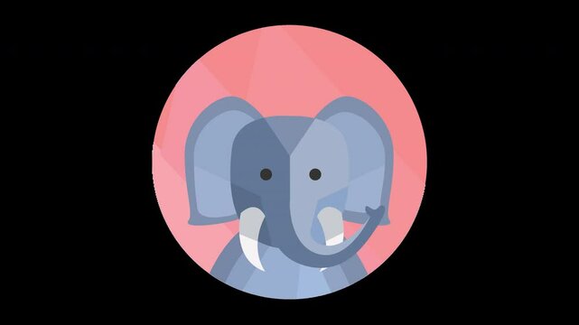 A cartoon elephant face against a colorful background, showcasing a playful and friendly character.