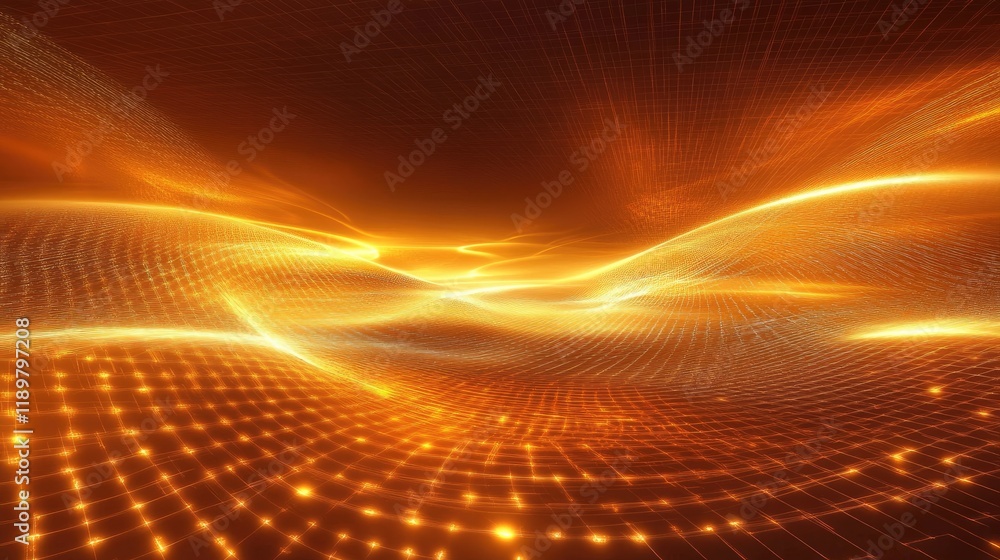 Poster a stylized image of business data streams flowing through a glowing grid.