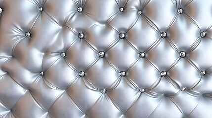 Silver Leather Upholstery with Metallic Buttons
