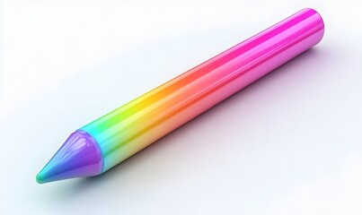 Single rainbow crayon isolated on white background.