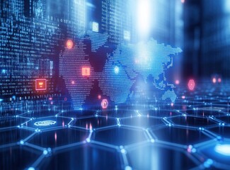 Fototapeta premium Futuristic Digital Landscape of Financial Technology and Investment Insights