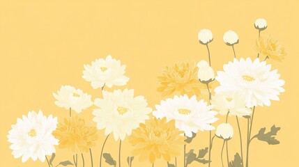 Elegant Pastel Chrysanthemum Floral Illustration