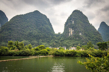 li river in yangshuo, yangshuo, guilin, china, karst landscape, limestone