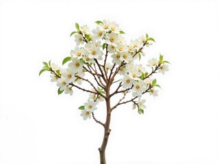 Obraz premium White-Flowered Tree on White Background