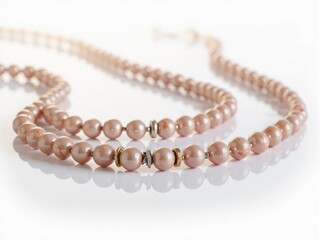 Light Pink Pearl Necklace with Gold and Silver Clasps