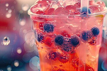 Ultra Hd Visual of Bubble Tea Bobas Rot Einzeln