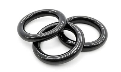 Fototapeta premium Three black rings interlocked, isolated on white.