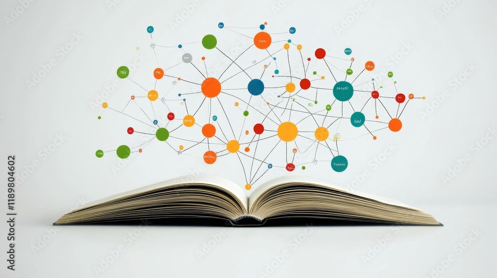 Poster a graph integrated into a book design, symbolizing educational themes and learning progress.