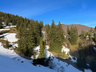 The last remnants of spring snow after a long and harsh mountain winter - Northern Velebit National...