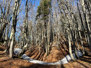 The last remnants of spring snow after a long and harsh mountain winter - Northern Velebit National...