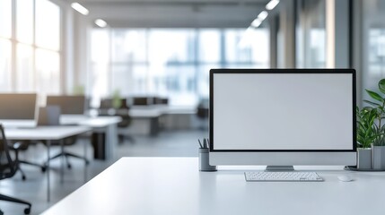A sleek modern coworking office featuring open workspaces, ergonomic furniture, and glass partitions for a collaborative yet private environment.