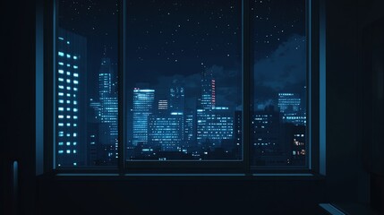 Night City View from Windowpane