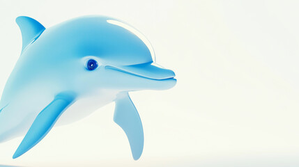 Blue dolphin with soft background, sleek and smooth, aquatic creature's friendly appearance