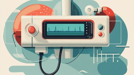 Fototapeta premium Retro Medical Monitor: A Vintage Illustration of Healthcare Technology