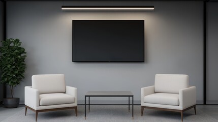 Modern Minimalist Living Room with Two Chairs and Coffee Table
