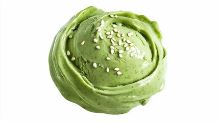 Scrumptious Matcha Green Tea Ice Cream Scoop with Sesame Seeds