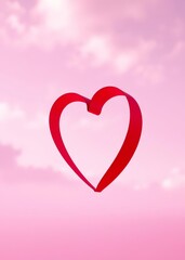 Red heart shaped ribbon on pink background happy valentine's day or mother's day concept valentines love heart valentine vector romantic day holiday