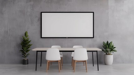 Modern Meeting Room with Minimalist Design and Greenery Accents