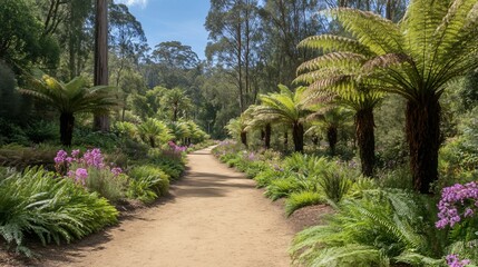Fototapeta premium Serene Garden Path: A Tranquil Walk Through Lush Greenery