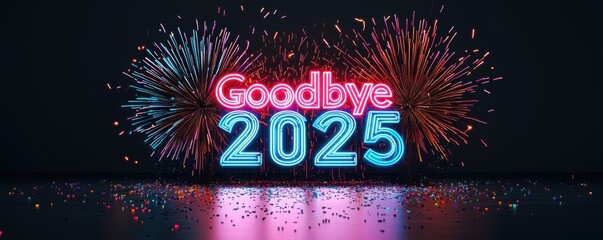 Goodbye 2025 happy new year 2024 dynamic fireworks celebration