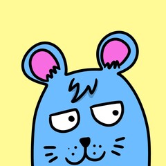 illustration of cartoon cute rat