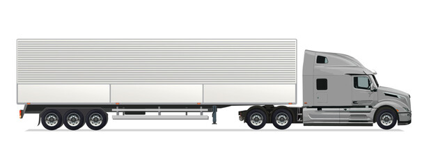 icon logo sign grey truck super auto haul diesel big large heavy long box side view blank dump power euro 3d load semi lorry work safety motor wings vector style detail view white
