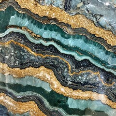 Fototapeta premium Abstract Green and Gold Geode Art