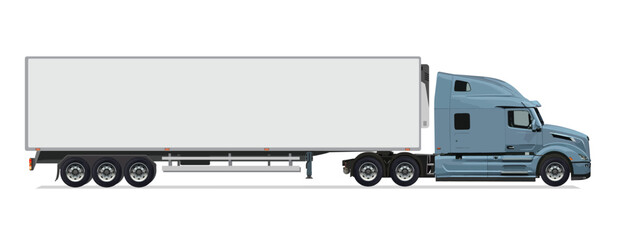 American truck side view Vector white auto Cargo empty 3d big large white box car new euro work haul motor fast white send sending ship giga factory hybrid eco zero emission