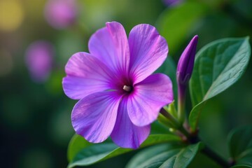 Fototapeta premium Violet flower of periwinkle lat Vinca in full bloom, bloom, color