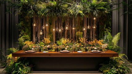 Enchanted Forest Dinner Setting: A Luxurious Jungle Table