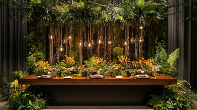 Enchanted Forest Dinner Setting: A Luxurious Jungle Table