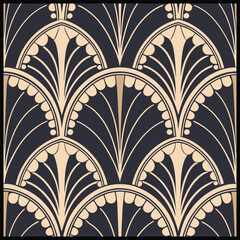 Luxury floral seamless pattern in art deco style. Vector illustration. Seamless pattern with decorative ornament. Template for carpet, shawl, wallpaper, textile.
