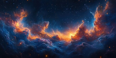 Fototapeta premium Interstellar Cosmic Nebula Abstract Impressionism with Vibrant Colors and Dreamy Atmosphere