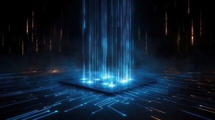 Futuristic Digital Landscape with Glowing Lines and Minimalistic Tech Theme