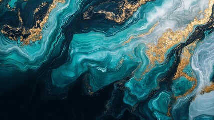 Abstract Teal and Gold Marble Texture: A Swirling Symphony of Color and Light