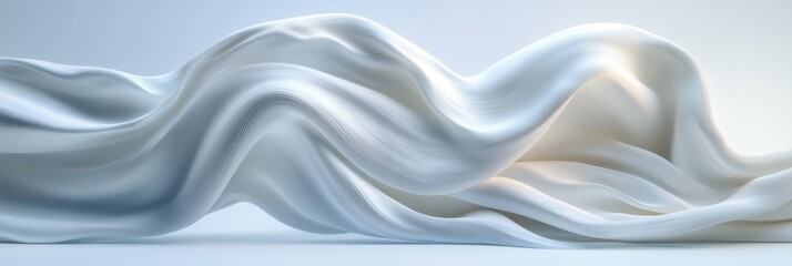 Obraz premium Fluid, Abstract Fabric Waves Displaying Exquisite Movement and Texture in a Minimalistic, Serene Setting Depicting Artistic Flow and Graceful Curves